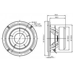 SB Acoustics 5" mid/woofer, 30mm VC NAC Alu Cone BLACK, SB15NBAC30-4