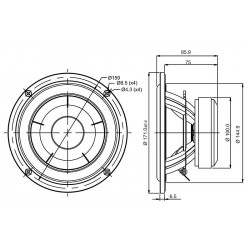 SB Acoustics 6" mid/woofer, 35mm VC NAC Alu Cone BLACK, SB17NBAC35-4