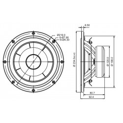 SB Acoustics 8" mid/woofer 45mm vc NAC Alu Cone, SB23NACS45-4