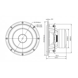 SB Acoustics 8'' Long stroke MFC Subwoofer, SB23MFCL45-8