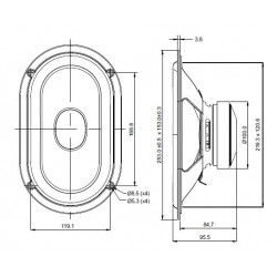 SB Acoustics 5x8" Racetrack Woofer - 39mm VC, SB15SFCR39-8