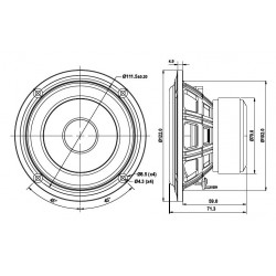 SB Acoustics 4" mid/woofer, 25mm VC PFC, Round Basket , SB12PFCR25-8 25mm