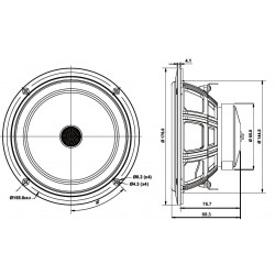 SB Acoustics 6" mid/woofer, 25mm VC, Coaxial PFCR, SB16PFCR25-4-Coax round basket