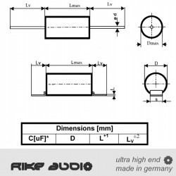 Rike Audio Copper/Paper/Oil Q-CAP2 PIO capacitor 0,022uF 600V