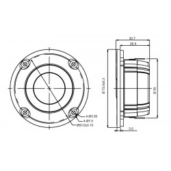 SB Acoustics 29mm ring dome chmbr Tweeter, SB29RDNC-C000-4