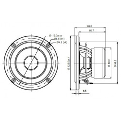 SB Acoustics 4" woofer 25m VC NRX Norex cone, SB12NRXF25-8