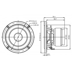 SB Acoustics 4" midrange with rubber NRX Norex cone, SB12MNRX25-4