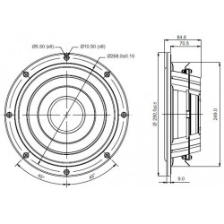 SB Acoustics 10" subwoofer shallow, dual coil , SW26DAC76-3-DV