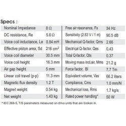 SB Acoustics 8" mid/woofer, 30mm VC PFC, SB20PFC30-8